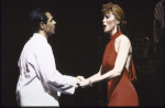 Actors Lauren Mitchell & Donn Simione in a scene fr. the pre-Broadway production (which was aborted) of the musical "Kiss of the Spider Woman." (Purchase)
