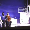 Actors (L-2L) Kevin Gray & John Rubinstein in a scene fr. the pre-Broadway production (which was aborted) of the musical "Kiss of the Spider Woman." (Purchase)
