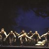 Actors in a scene fr. the pre-Broadway production (which was aborted) of the musical "Kiss of the Spider Woman." (Purchase)
