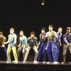 Actors (L-R) Stephen Bogardus, Todd Lester, Mark Fotopoulos, Brian Kaman, Brent Barrett, Mark Bove, G. Russell Weilandich, Reed Jones & Cleve Asbury in a scene fr. the Broadway revival of the musical "West SIde Story." (New York)