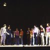Actors Arch Johnson (L), John Bentley (2L) & Hector Jaime Mercado (4R) w. cast in a scene fr. the Broadway revival of the musical "West Side Story." (New York)