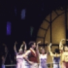 Actors (Front L-R) Jamie Beth Chandler, Scott Wise, Denise Faye, Susann Fletcher, Bernadette Peters, Cynthia Onrubia & Linda Talcott w. cast in a scene fr. the Broadway musical "The Goodbye Girl." (New York)