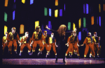 Actress Bernadette Peters (C) w. cast in a scene fr. the Broadway musical "The Goodbye Girl." (New York)