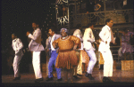 Actress Karla Burns (C) with cast in a scene from the Broadway revival of the musical "Showboat." (New York)