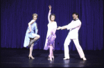 Actress Marge Champion (C) w. married actors Sandy Duncan (L) & Don Correia (R) in a scene fr. the  Radio City Music Hall revue "5-6-7-8- Dance!." (New York)