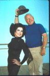 Actors Ann Miller and Mickey Rooney in a rehearsal shot from the Broadway musical burlesque revue "Sugar Babies." (New York)