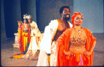 Actors (L-R) Melba Moore, Gilbert Price, Ira Hawkins & Eartha Kitt in a scene fr. the Broadway musical "Timbuktu!." (New York)