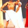 Actors Eartha Kitt & Tony Carroll in a scene fr. the Broadway musical "Timbuktu!." (New York)