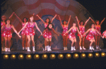 Actresses (Front L-R) Renee Veneziale, Veanne Cox, Nikki Rene, Andrea Leigh-Smith and Donna Marie Elio with cast in a scene from the Broadway musical "Smile." (New York)