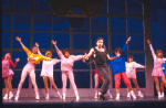 Actor Michael O'Gorman (C) with cast in a scene from the Broadway musical "Smile." (New York)