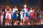 Actresses (Front L-R) Julie Tussey, Anne Bobby, Ruth Williamson, Cheryl-Ann Rossi and Donna Marie Elio in a scene from the Broadway musical "Smile." (New York)