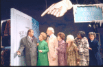 Actors (L-R) Gil Lamb, Mildred Natwick, Hans Conried, Lucie Lancaster, Goldye Shaw, Lillian Hayman & Lillian Roth in a scene fr. the Broadway musical "70, Girls, 70." (New York)