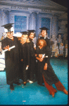 Actors (L-R) Keith Szarabajka, Laura Dean, Mark Linn-Baker, Albert Macklin and Ralph Bruneau in a scene from the Broadway musical "Doonesbury." (New York)