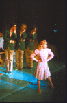 Actors (L-R) Ralph Bruneau, Albert Macklin, Mark Linn-Baker and Laura Dean in a scene from the Broadway musical "Doonesbury." (New York)