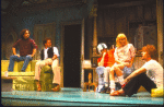 Actors (L-R) Mark Linn-Baker, Ralph Bruneau, Keith Szarabajka, Laura Dean and Albert Macklin in a scene from the Broadway musical "Doonesbury." (New York)