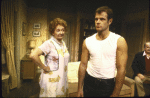 Actors Barbara Bryne and Brad Davis in a scene from the replacement cast of the Off-Broadway revival of the play "Entertaining Mr. Sloane." (New York)