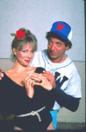 Actors Susan Elizabeth Scott & Joe Namath in a publicity shot fr. the Jones Beach revival of the Broadway musical "Damn Yankees." (New York)