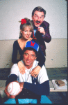 Actors (Top-Bottom) Eddie Bracken, Susan Elizabeth Scott & Joe Namath in a publicity shot fr. the Jones Beach revival of the Broadway musical "Damn Yankees." (New York)