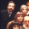Writer Edward Gorey (C) with actors (Top L-R) Leon Shaw, Julie Kurnitz, Dennis McGovern and Sel Vitella; (Middle L-R) June Squibb, Gemze de Lappe and Tobias Haller; (Front L-R) Susan Marchand and John Michalski in a publicity shot from his Broadway play "Gorey Stories." (New York)