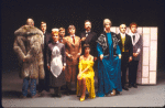 Writer Edward Gorey (L) with actors (2L-R) John Michalski, Gemze de Lappe, Tobias Haller, June Squibb, Susan Marchand (seated), Leon Shaw, Julie Kurnitz, Sel Vitella and Dennis McGovern in a publicity shot from his Broadway play "Gorey Stories." (New York)