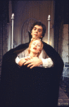 Actors Ann Sachs & Frank Langella in a scene fr. the Broadway revival of the play "Dracula." (New York)