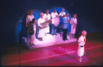 Actors (L-R) Edie Adams, Chita Rivera, Karen Morrow, Janis Paige, Larry Kert, Elaine Stritch, Hal Linden, Nanette Fabray & Dorothy Loudon performing at 100th birthday tribute to legendary Broadway director George Abbott, "Happy Birthday, Mr. Abbott!." (New York)