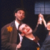 Actors (L-3L) Avner Eisenberg, Gordon Joseph Weiss and Helen Schneider with cast in a scene from the Broadway play "Ghetto." (New York)