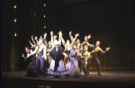 Actors (2L-3L) Harry Groener & Armelia McQueen w. cast in a scene fr. the Broadway musical "Harrigan 'n Hart." (New York)