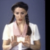 Actress Lori Wilner in a scene fr. the Off-Broadway play "Hannah Senesh." (New York)