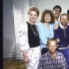 Actors (Top L-R) M'el Dowd, Eileen Brennan, Sam Coppola, Michael Moriarty, Martin Shakar, Jeanne Moreau, Roy Dotrice, C. M. Gampel and Penelope Allen; (Front L-R) Brad Greenquist and Martia Geraghty in a publicity shot from the revival (which closed prior to Broadway) of the play "The Night of the Iguana." (New York)