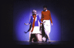 Actors Twiggy and Tommy Tune in a scene from the Broadway musical "My One and Only." (New York)