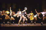 Actress Twiggy (C) with cast in a scene from the Broadway musical "My One and Only." (New York)