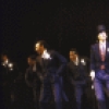 Actor Tommy Tune (C) with cast in a scene from the Broadway musical "My One and Only." (New York)