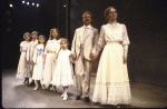Actors (L-R) Kristen Vigard, Ian Ziering, Carrie Horner, Maureen Silliman, Tara Kennedy, George Hearn and Liv Ullmann in a scene from the Broadway musical "I Remember Mama." (New York)