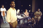 Actors (L-R) Ernestine Jackson, Joe Morton, Richard Sanders, Debbie Allen, Ralph Carter & Vriginia Capers in a scene fr. the Broadway musical "Raisin." (New York)