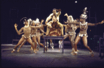 Actors (Center) Debbie Allen & Joe Morton w. cast in a scene fr. the Broadway musical "Raisin." (New York)