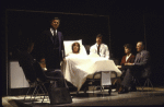 Actors (2L-R) ?, Mary Tyler Moore, James Naughton, Susan Kellerman and ? in a scene from the replacement cast of the Broadway play "Whose Life is it Anyway?" (New York)