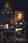 Actors (L-R) Tom Jenkins and Ray Robertson in a scene from the New York Shakespeare Festival's production of the play "Ice Bridge." (New York)