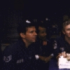 Actors (L-R) Tom Jenkins, Anthony Chisholm, James Handy, Ray Robertson and R. J. Bonds in a scene from the New York Shakespeare Festival's production of the play "Ice Bridge." (New York)