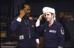 Actors (L-R) Anthony Chisholm and James Handy in a scene from the New York Shakespeare Festival's production of the play "Ice Bridge." (New York)