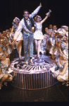 Actor Jim Walton (C) w. cast in a scene fr. the National tour of the Broadway musical "42nd Street."