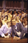 Actors (Front) Jeanna Schweppe & Ian Knauer w. cast in a scene fr. the revival tour of the Broadway musical "42nd Street." (Charlotte)