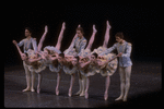 New York City Ballet production of "Divertimento No. l5" with Gerard Ebitz, Elyse Borne, Maria Calegari, Merrill Ashley, Adam Luders, Stephanie Saland, Lourdes Lopez, Peter Frame, choreography by George Balanchine (New York)