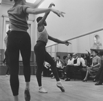 (3R-R) Choreographer George Balanchine, composer Igor Stravinsky and friend Lucy Davidova at rehearsal of New York City Ballet production of "Agon" (New York)