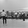 Composer Igor Stravinsky (R) with George Balanchine and dancer Melissa Hayden at rehearsal of New York City Ballet production of "Agon", choreography by George Balanchine (New York)