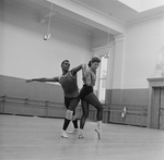 New York City Ballet rehearsal of "Agon" with Diana Adams and Arthur Mitchell, choreography by George Balanchine (New York)