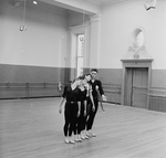 Rehearsal of New York City Ballet production of "Apollo" with Jacques d'Amboise, Patricia Wilde, Melissa Hayden and Diana Adams, choreography by George Balanchine (New York)