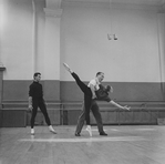Rehearsal of New York CIty Ballet production of "Divertimento No. 15" with Roy Tobias, George Balanchine and Allegra Kent, choreography by George Balanchine (New York)