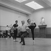 Rehearsal of New York CIty Ballet production of "Divertimento No. 15" with Nicholas Magallanes, George Balanchine and Melissa Hayden, choreography by George Balanchine (New York)