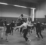 New York City Ballet rehearsal of "La Valse" with Patricia McBride in lift, choreography by George Balanchine (New York)